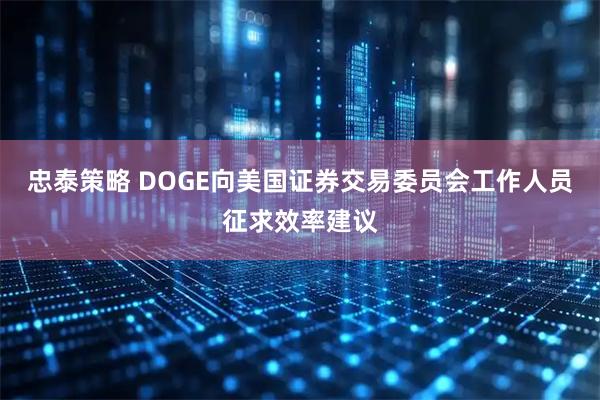 忠泰策略 DOGE向美国证券交易委员会工作人员征求效率建议
