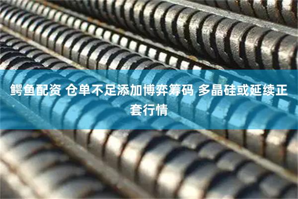 鳄鱼配资 仓单不足添加博弈筹码 多晶硅或延续正套行情